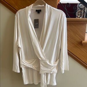 J.Jill Wearever Collection Cream Wrap Top Size Large New With Tag